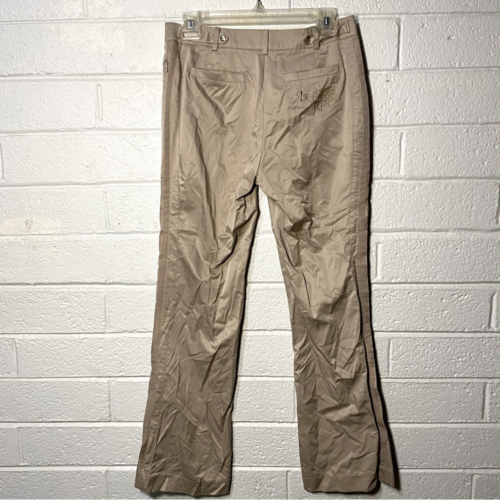 André Kim Golf Pants Wom 28-29 Waist Khaki Unique Trousers Bootcut Racing Stripe